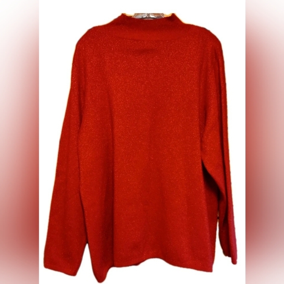Draper's & Damons Red Metallic Mock Turtle Neck Women's Sweater Plus Size 2X - Picture 2 of 15